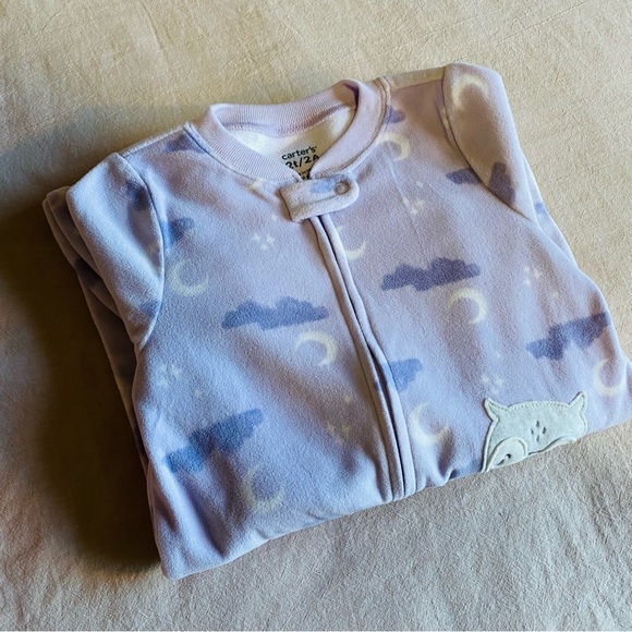 NWOT Carters Toddler Girl Footie One Piece Full Zip-Up Pajama Sleepwear - 2T - Picture 8 of 9